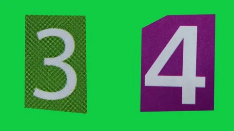 Stop Motion graphic number 3 4 magazine paper cut collage, ransom note styl.. Stock Footage 336586905