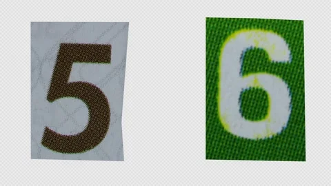 Stop Motion graphic number 5 6 magazine paper cut collage, ransom note styl.. Stock Footage 336585856