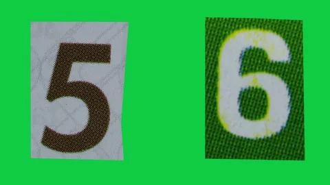 Stop Motion graphic number 5 6 magazine paper cut collage, ransom note styl.. Stock Footage 336586919