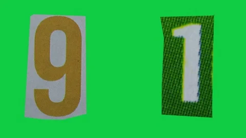 Stop Motion graphic number 9 1 magazine paper cut collage, ransom note styl.. Stock Footage 336586907