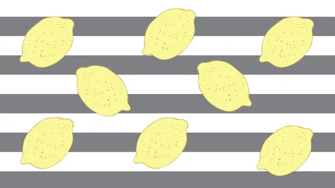 Stop motion hand drawn lemons on a striped background Stock Footage 118392166