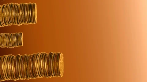 Stop motion. Loop video. Vertical video. Сlimbs on the tower of gold coins Video stock 123552434