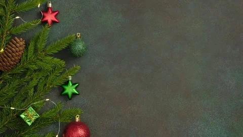 Stop motion looping 4k video with twinkling garland on the branches of Christmas Stock Footage 257104458