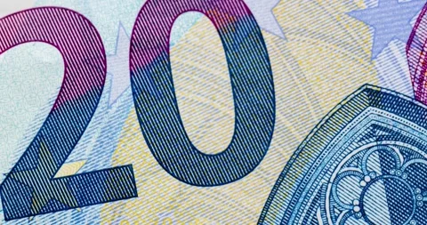 Stop motion macro view of euro currency bills. Business and finance concept. Stock Footage 135764221