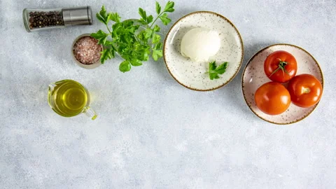 Stop motion of Making of Caprese salad Stock Footage 149795448