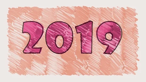 Stop motion marker 2019 text animation seamless loop background - new quality Stock Footage 82460314