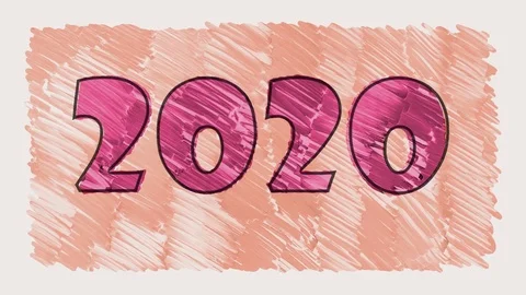 Stop motion marker 2020 text animation seamless loop background - new quality Video stock 82460449