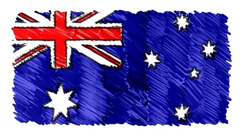Stop motion marker drawn Australia flag cartoon animation background new quality Stock Footage 95462343