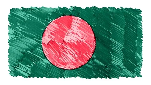 Stop motion marker drawn Bangladesh flag cartoon animation background new Stock Footage 96199853