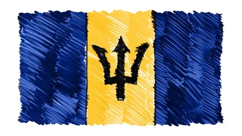Stop motion marker drawn Barbados flag cartoon animation background new quality Stock Footage 96201942
