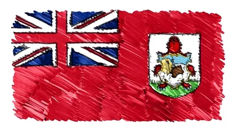 Stop motion marker drawn Bermuda flag cartoon animation background new quality Stock Footage 97434247