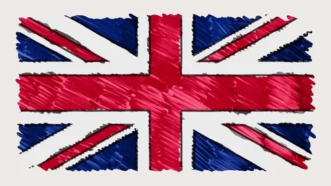 Stop motion of marker drawn British flag cartoon animation - new quality Stock-Footage 82413849