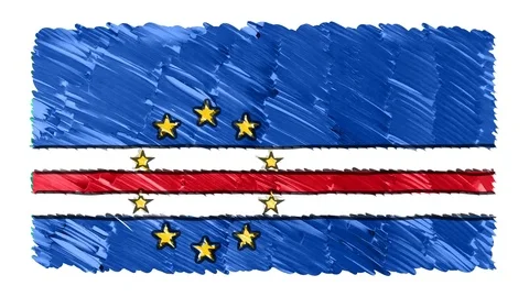 Stop motion marker drawn CAPE VERDE flag cartoon animation background new Stock Footage 97435268
