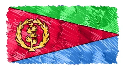 Stop motion marker drawn ERITREA flag cartoon animation background new quality Stock Footage 97440655