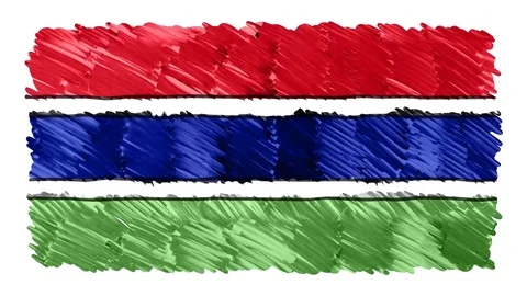 Stop motion marker drawn Gambia flag cartoon animation background new quality Stock Footage 96203487