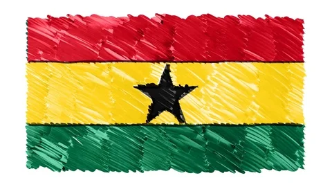 Stop motion marker drawn Ghana flag cartoon animation background new quality Stock Footage 96203618