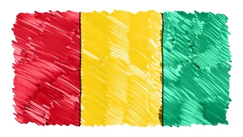 Stop motion marker drawn Guinea flag cartoon animation background new quality Stock Footage 96203785