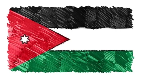 Stop motion marker drawn Jordan flag cartoon animation background new quality Video stock 97450293