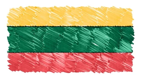 Stop motion marker drawn Lithuania flag cartoon animation background new quality Stock Footage 95469498