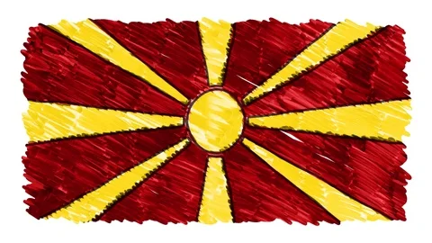 Stop motion marker drawn Macedonia flag cartoon animation background new quality Stock Footage 95470145