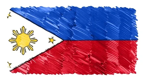 Stop motion marker drawn Philippines flag cartoon animation background new Stock Footage 97453462
