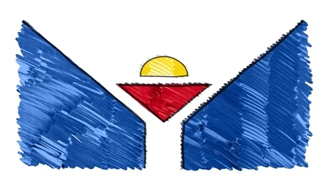 Stop motion marker drawn Saint-Martin flag cartoon animation background new Stock Footage 97454055