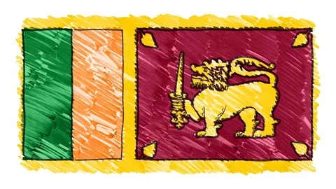 Stop motion marker drawn Sri lanka flag cartoon animation background new quality Stock Footage 97455714