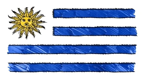 Stop motion marker drawn Uruguay flag cartoon animation background new quality Video stock 97462759