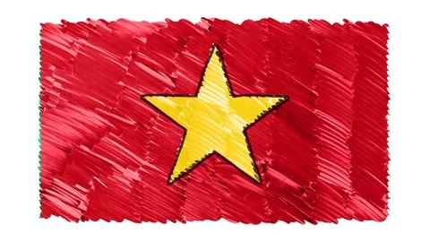 Stop motion marker drawn Vietnam flag cartoon animation background new quality Stock Footage 96203073