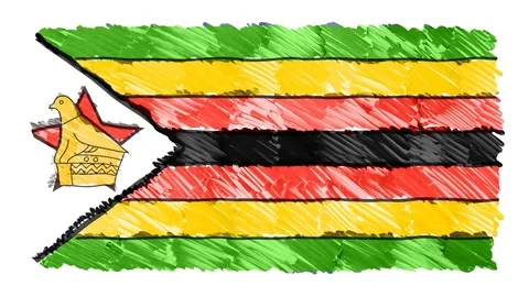 Stop motion marker drawn zimbabwe flag cartoon animation background new quality Stock Footage 97464256