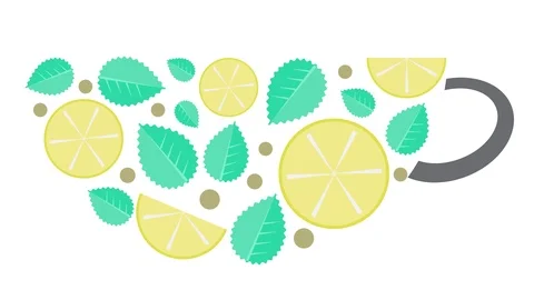 Stop motion mint and cup-shaped lemon Stock Footage 117306016