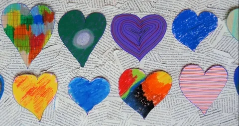 Stop motion of moving hearts to the left and right Stock Footage 93007197