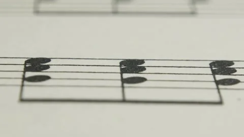 Stop motion, musical background with a chaotic image of notes, musical signs. Stock Footage 148618484