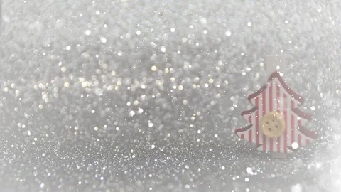 Stop motion with New Year trees and reindeer, decor under the snow, happy Stock Footage 82672352