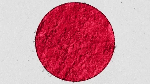Stop motion pastel chalk crayon drawn JAPAN flag cartoon animation seamless loop Stock Footage 95521635