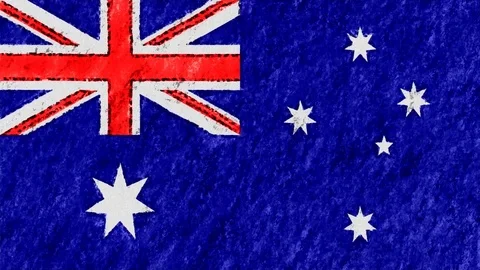 Stop motion pastel chalk crayon drawn AUSTRALIA flag cartoon animation seamless Video stock 95522249