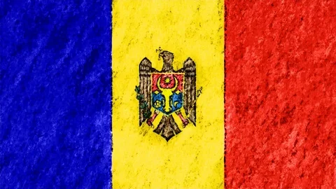 Stop motion pastel chalk crayon drawn Moldova flag cartoon animation seamless Stock Footage 95522801
