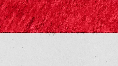 Stop motion pastel chalk crayon drawn Indonesia flag cartoon animation seamless Stock Footage 95523036