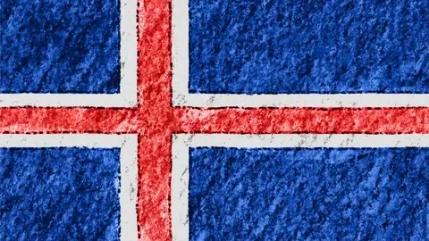 Stop motion pastel chalk crayon drawn Iceland flag cartoon animation seamless Stock Footage 95524261