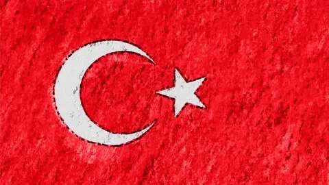 Stop motion pastel chalk crayon drawn Turkey flag cartoon animation seamless Stock Footage 95524723
