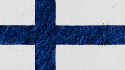 Stop motion pastel chalk crayon drawn Finland flag cartoon animation seamless Video stock 95524927