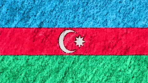Stop motion pastel chalk crayon drawn Azerbaijan flag cartoon animation seamless Stock Footage 95525447