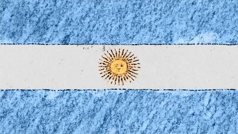 Stop motion pastel chalk crayon drawn Argentina flag cartoon animation seamless Stock Footage 95525626