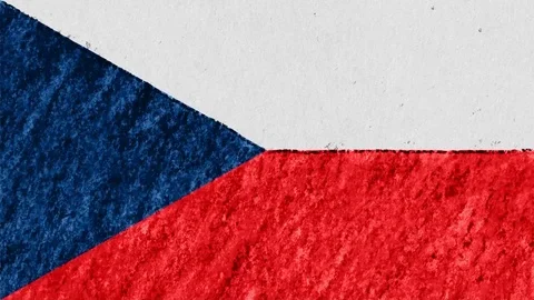 Stop motion pastel chalk crayon drawn CZECH flag cartoon animation seamless loop Stock Footage 95525983
