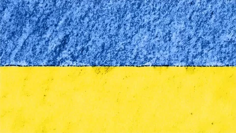 Stop motion pastel chalk crayon drawn Ukraine flag cartoon animation seamless Stock Footage 95529494