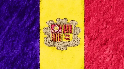 Stop motion pastel chalk crayon drawn Andorra flag cartoon animation seamless Video stock 95530375