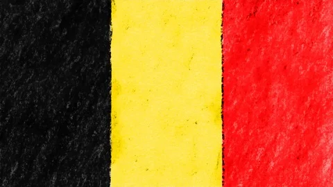 Stop motion pastel chalk crayon drawn Belgium flag cartoon animation seamless Stock-Footage 95530922