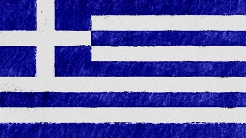 Stop motion pastel chalk crayon drawn Greece flag cartoon animation seamless Stock Footage 95531302