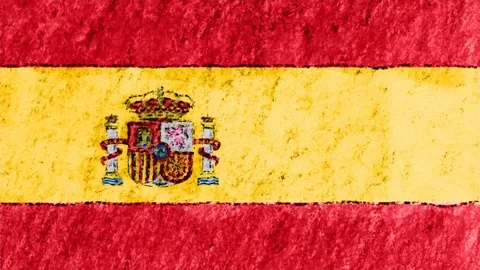 Stop motion pastel chalk crayon drawn Spain flag cartoon animation seamless loop Stock Footage 95532134