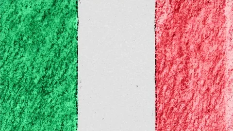 Stop motion pastel chalk crayon drawn ITALY flag cartoon animation seamless loop Stock Footage 95532286